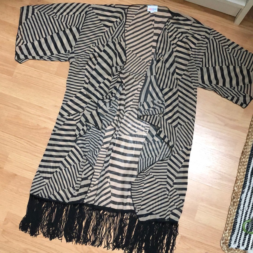 Cream & Black Sheer Kimono